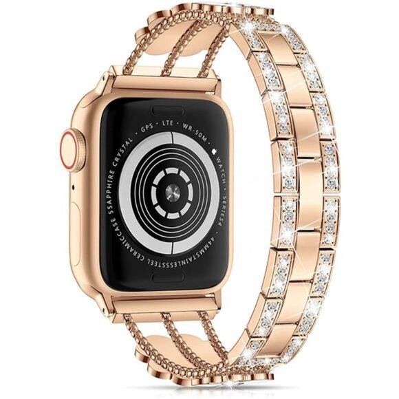 NEW Luxury Rose Gold Bling Diamond Apple Watch Band main image 4